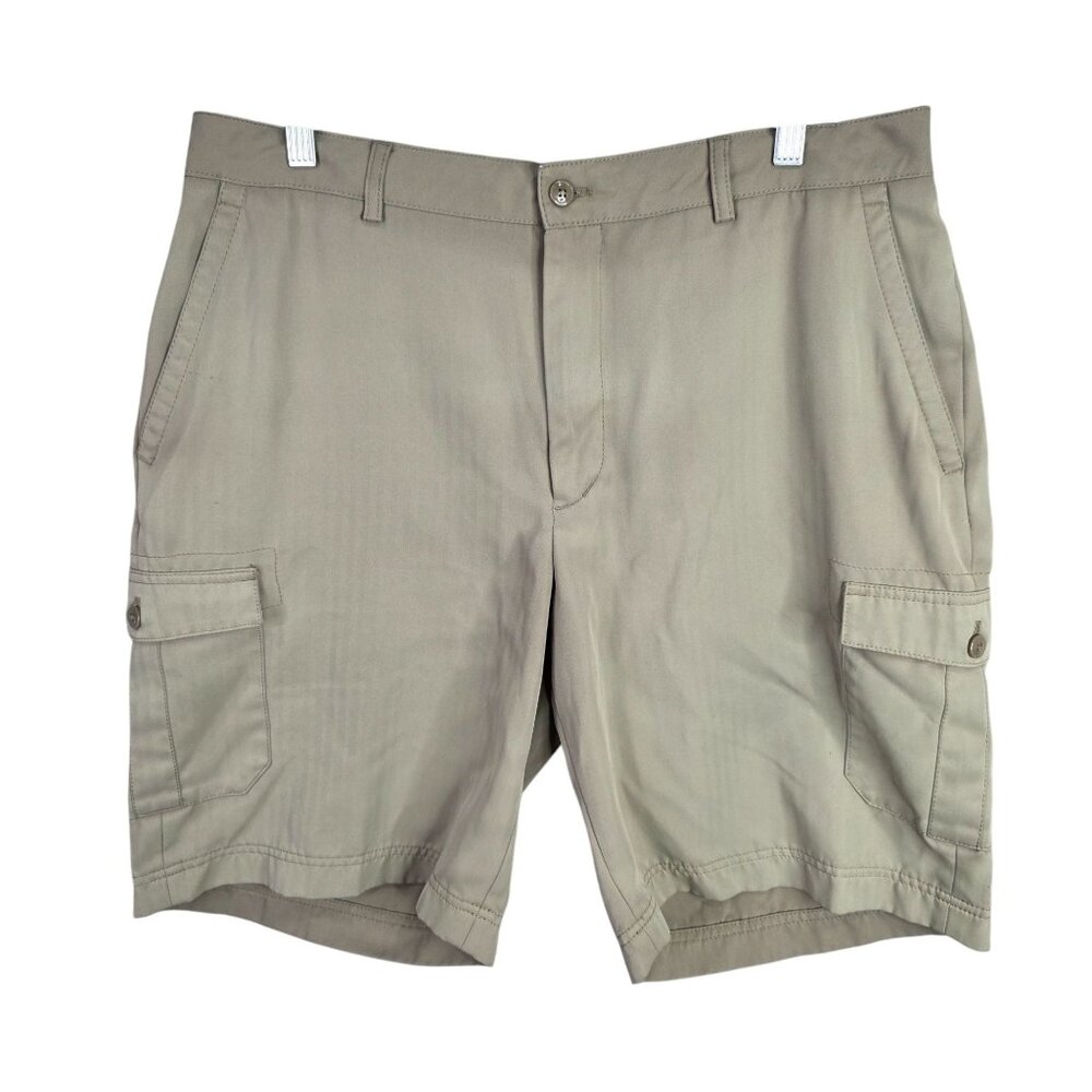 Mens Island Republic Beige Cargo Shorts Polyester Blend 10" Inseam Size 36